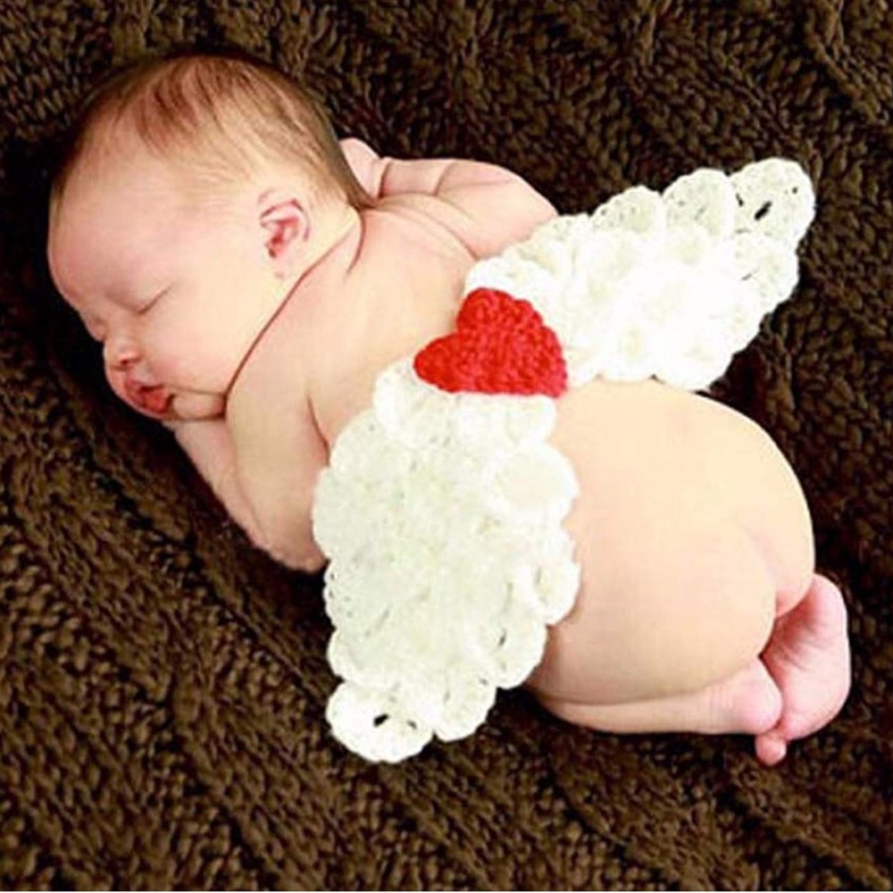 Handmade Crochet Baby Angel Wings with Heart
